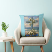 John 14:27 Beach Cross Throw Pillow クッション (椅子)