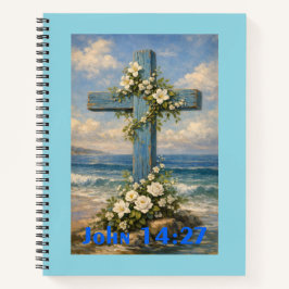 John 14:27 Beach Cross Throw Pillow ノートブック
