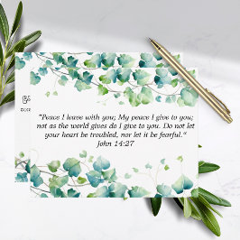 John 14:27 English Burmese Ivy White Note Card ノートカード