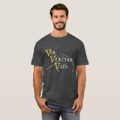 John 14:6：ラテン語聖なる書物、 経典:Via, Veritas, Vita Tシャツ (正面フル)