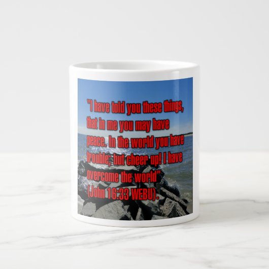 John 16:33 WEBU Mug ジャンボコーヒーマグカップ (正面)