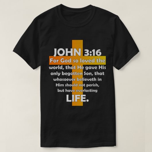 John 316 KJV Bible Verseバックプレミアムに印刷 Tシャツ (デザイン正面)