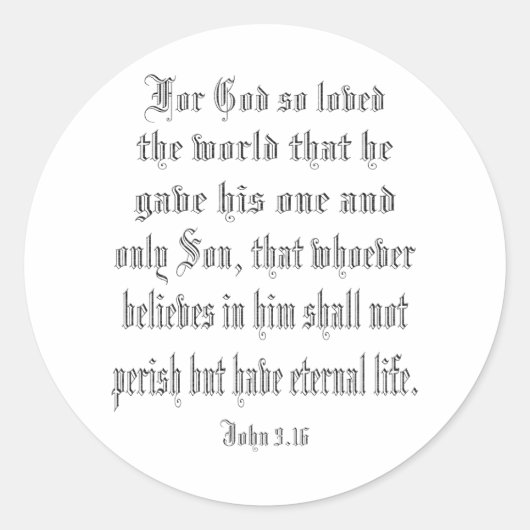 John 3.16ノワール ラウンドシール (正面)