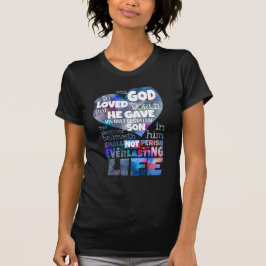 John 3:16ブルーとピンクの水の色のデザイン、女性 tシャツ
