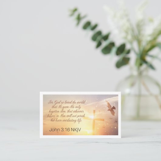 John 3:16祈りの言葉 名刺 (スタンド正面)