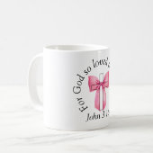 John 3:16 コケット ピンク リボン クロス コーヒーマグカップ (正面左)