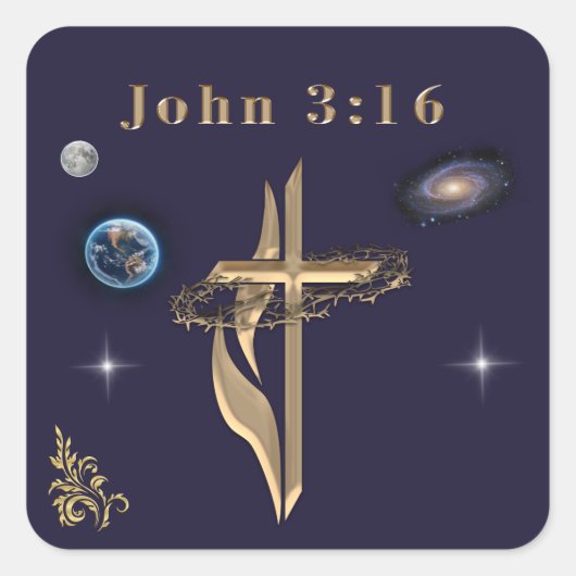 John 3:16 スクエアシール (正面)