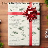 John 3:16 聖書 モダンセージ クリスマス ラッピングペーパー
