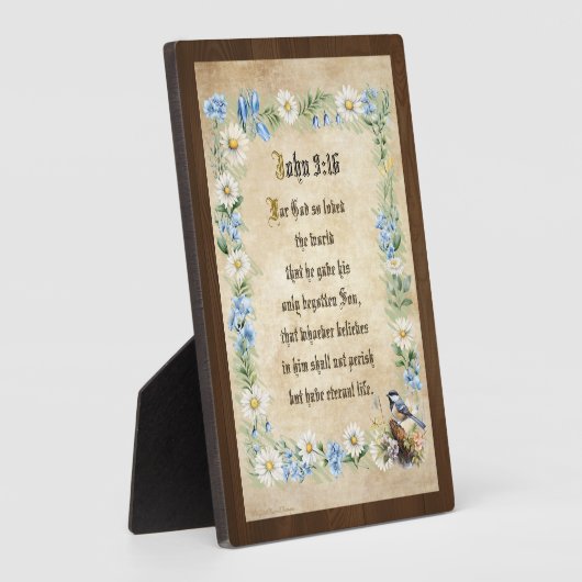 John 3:16 Bible Quote Tabletop Plaque with Easel フォトプラーク (側面)