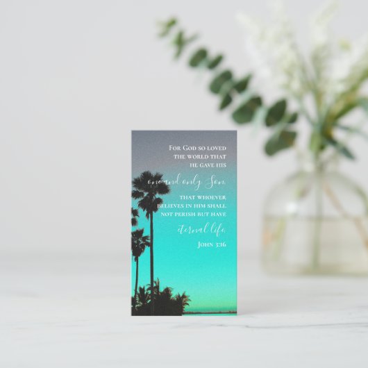 John 3:16 Bible Verse Florida Palms Original Photo 名刺 (スタンド正面)