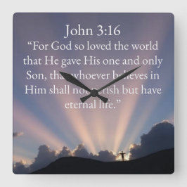 John 3:16 Bible Verse Wall Clock スクエア壁時計