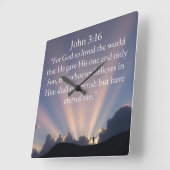 John 3:16 Bible Verse Wall Clock スクエア壁時計 (傾斜)