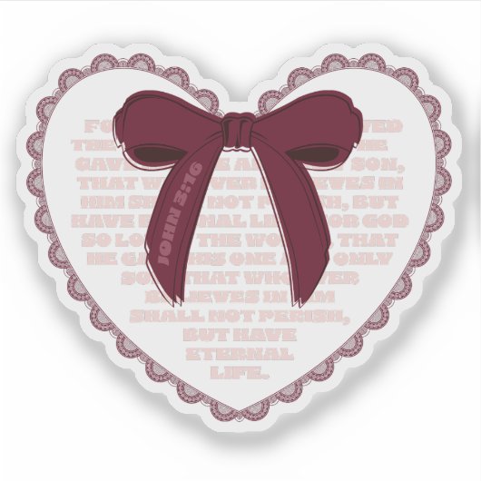 John 3:16 - Christian Valentine シール (正面)