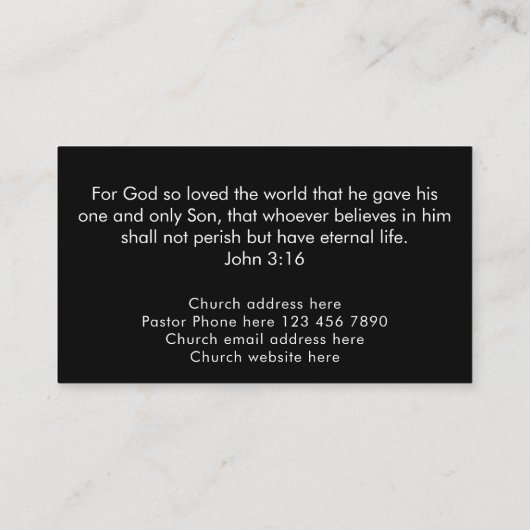 John 3:16 Custom Scripture Christian Church Pastor 名刺 (裏面)