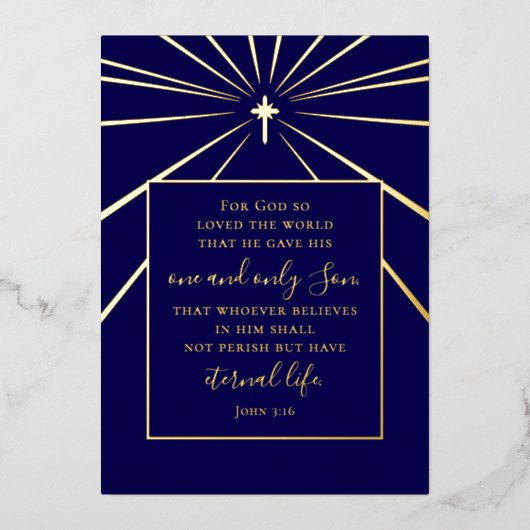 John 3:16 Custom Text Christian Christmas Gold   箔シーズンカード (正面)