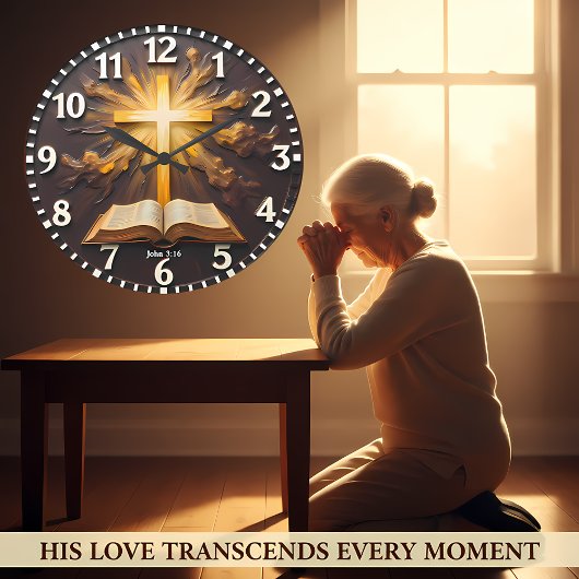 John 3:16 Eternal Light Scripture ラージ壁時計