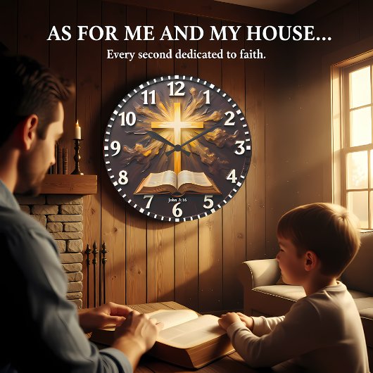 John 3:16 Eternal Light Scripture ラージ壁時計