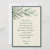 John 3:16 Greenery Photo エレガント Christmas シーズンカード (裏面)