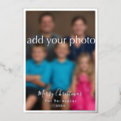 John 3:16 Greenery Photo エレガント Christmas 箔シーズンカード (正面)