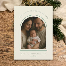 John 3:16 Modern Sage Elegant Arch Christmas Photo シーズンカード