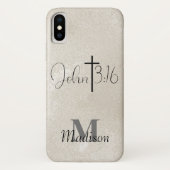 John 3:16 Pearl Background Monogram Add Name Case-Mate iPhoneケース (裏面)