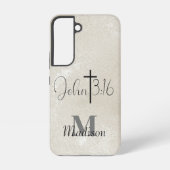 John 3:16 Pearl Background Monogram Add Name Samsung Galaxyケース (裏面)