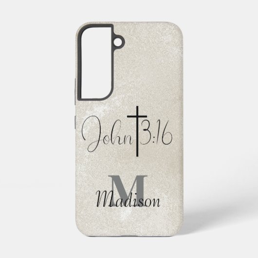 John 3:16 Pearl Background Monogram Add Name Samsung Galaxyケース (裏面)