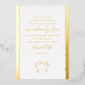 John 3:16 Personalized Christmas Nativity Gold 箔シーズンカード (正面)