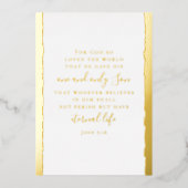 John 3:16 Personalized Elegant Christmas Gold 箔シーズンカード (正面)