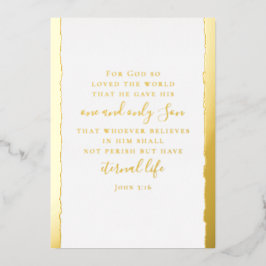 John 3:16 Personalized Elegant Christmas Gold 箔シーズンカード