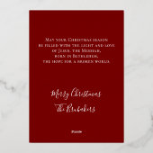 John 3:16 Personalized Elegant Christmas Gold 箔シーズンカード (裏面)