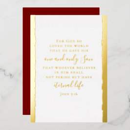 John 3:16 Personalized Elegant Christmas Gold 箔シーズンカード