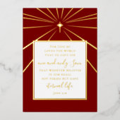 John 3:16 Personalized Faith Christmas Red Gold   箔シーズンカード (正面)