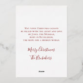 John 3:16 Personalized Faith Christmas Red Gold   箔シーズンカード (裏面)