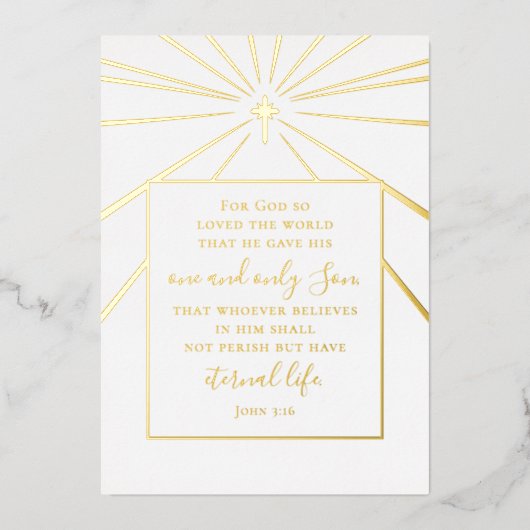 John 3:16 Scripture Christmas Photo Gold   箔シーズンカード (正面)