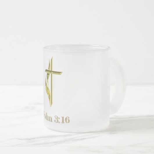 John 3:16 Tシャツなど フロストグラスマグカップ (正面右)