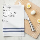 John 635 Bread of Lifeソフトブルー感動的 キッチンタオル (四つ折り)