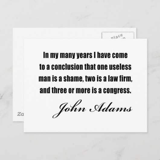John Adamsによる政治引用文 ポストカード (正面/裏面)
