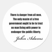 John Adamsによる政治引用文 ラウンドシール (正面)