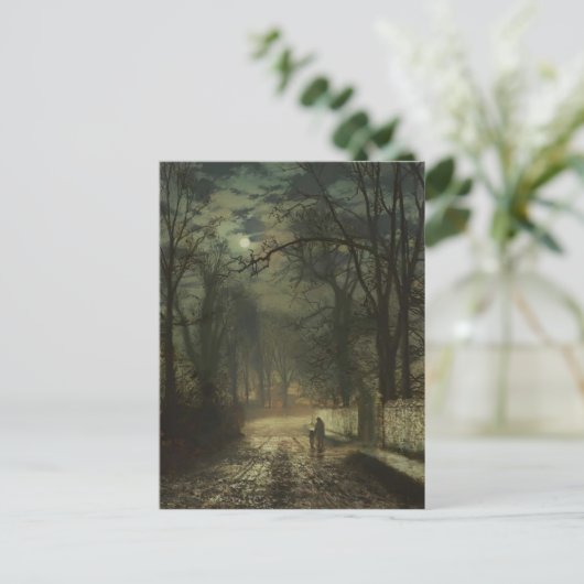 John Atkinson Grimshaw - A moonlit lane ポストカード (スタンド正面)