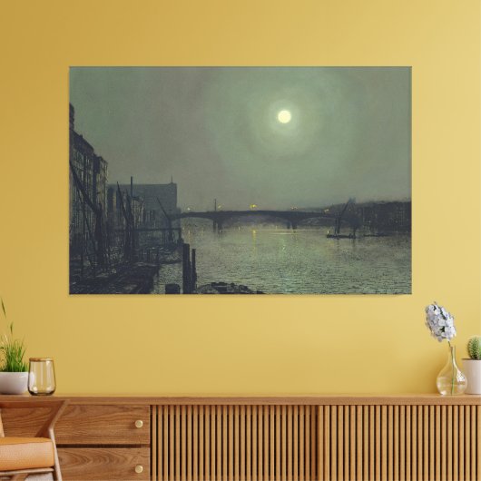 John Atkinson Grimshaw - Southwark Bridge by Moon キャンバスプリント (インサイチュ (リビング))