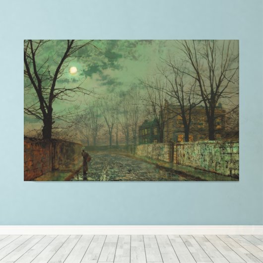 John Atkinson Grimshaw - Under the Silvery Moon キャンバスプリント (インサイチュ (ウッドフロア))