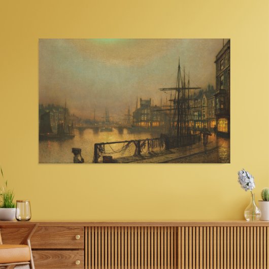 John Atkinson Grimshaw - Whitby at Night キャンバスプリント (インサイチュ (リビング))