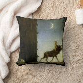 John Bauerによる「Leap the Elk」水彩画 クッション (ブランケット)