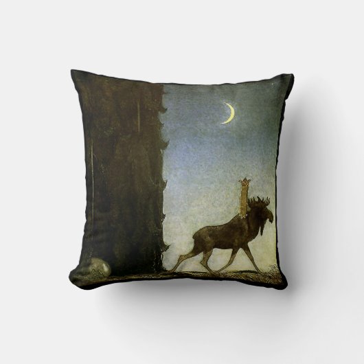 John Bauerによる「Leap the Elk」水彩画 クッション (正面)