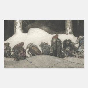 John Bauer – クリスマスナイト 長方形シール