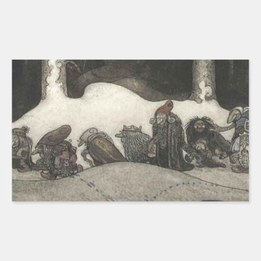 John Bauer – クリスマスナイト 長方形シール (正面)