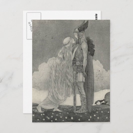 John Bauer - Freyja and Svipdag ポストカード (正面/裏面)