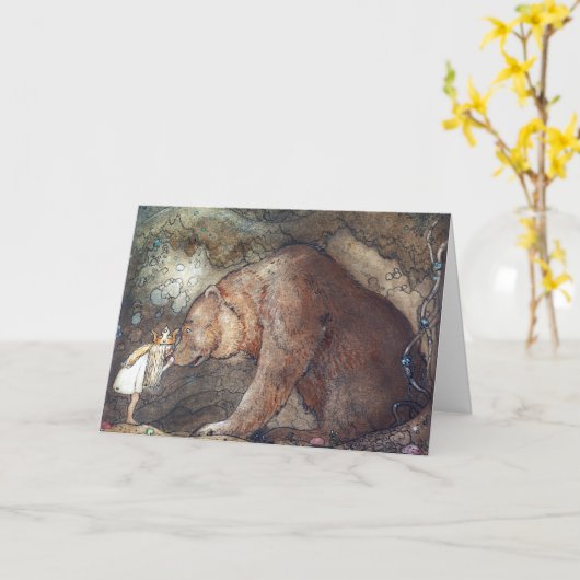 John Bauer Poor Little Basseポスター カード (黄色い花)