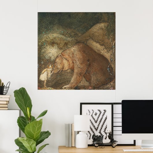 John Bauer - Poor little Basse ポスター (ホームオフィス)